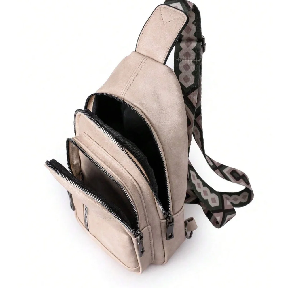 Luxe Vegan Leather Zip up Crossbody Back Pack Bag - Picture 6 of 16